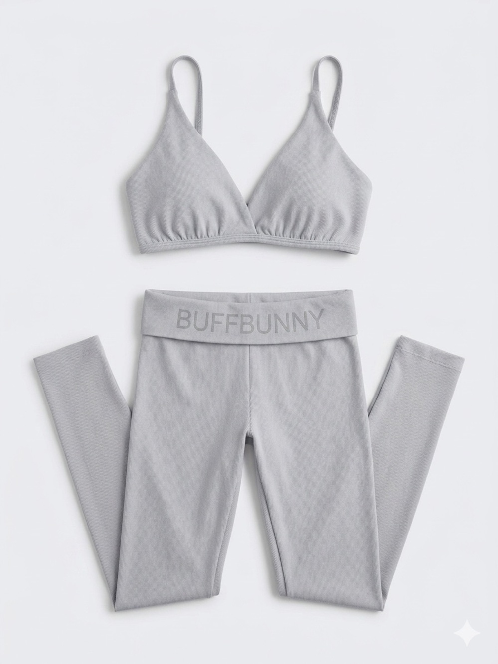 BuffBunny Light Gray Seamless Leggings & Triangle Bralette Set